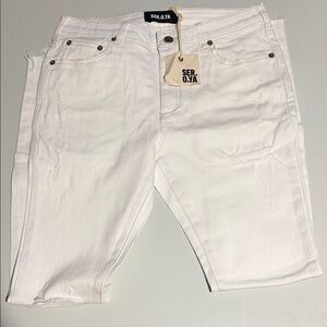 SER.O.YA Men’s Slim White Distressed Jeans